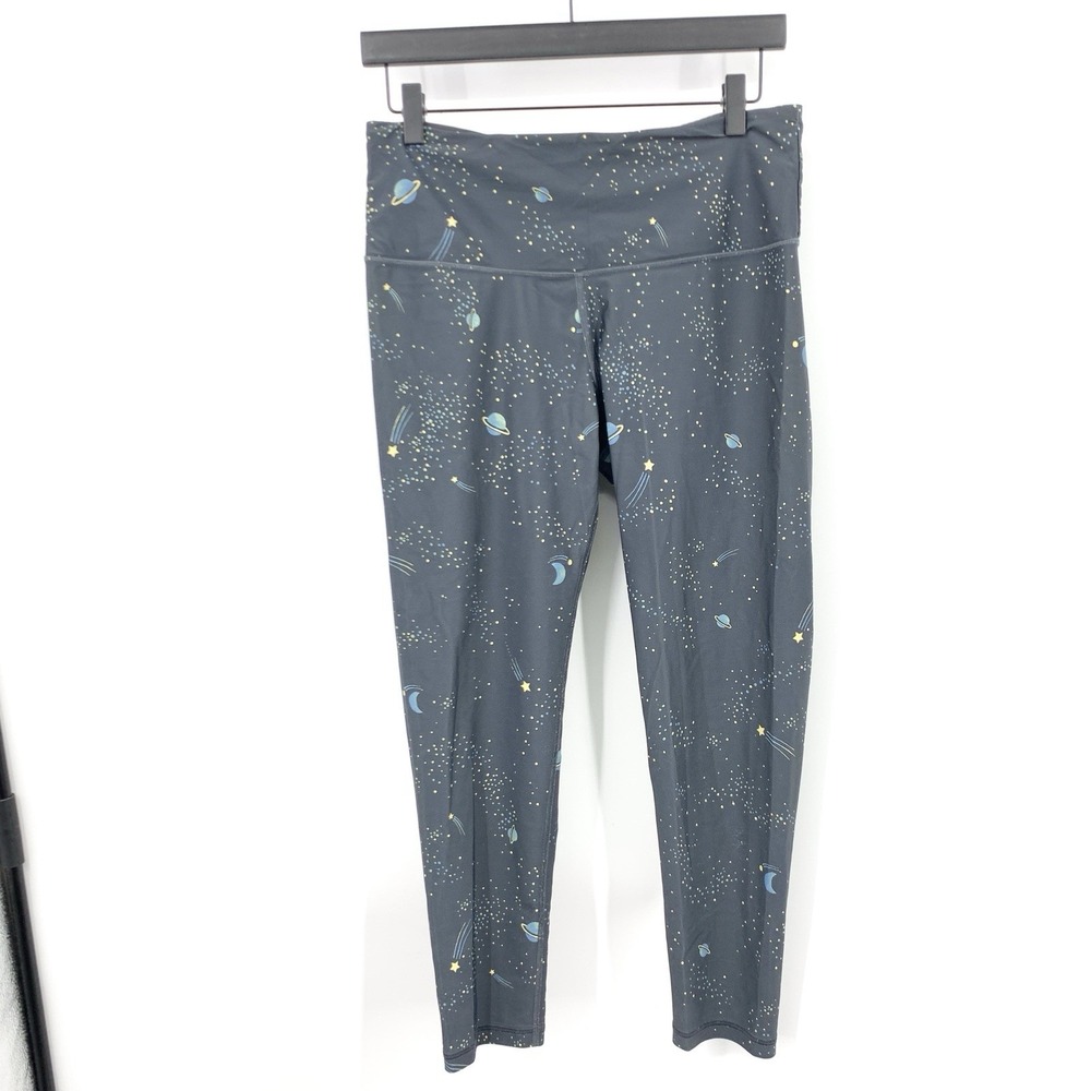 Victorias Secret Sport Women Size Large Leggings Gray Blue Space Print Pants‎